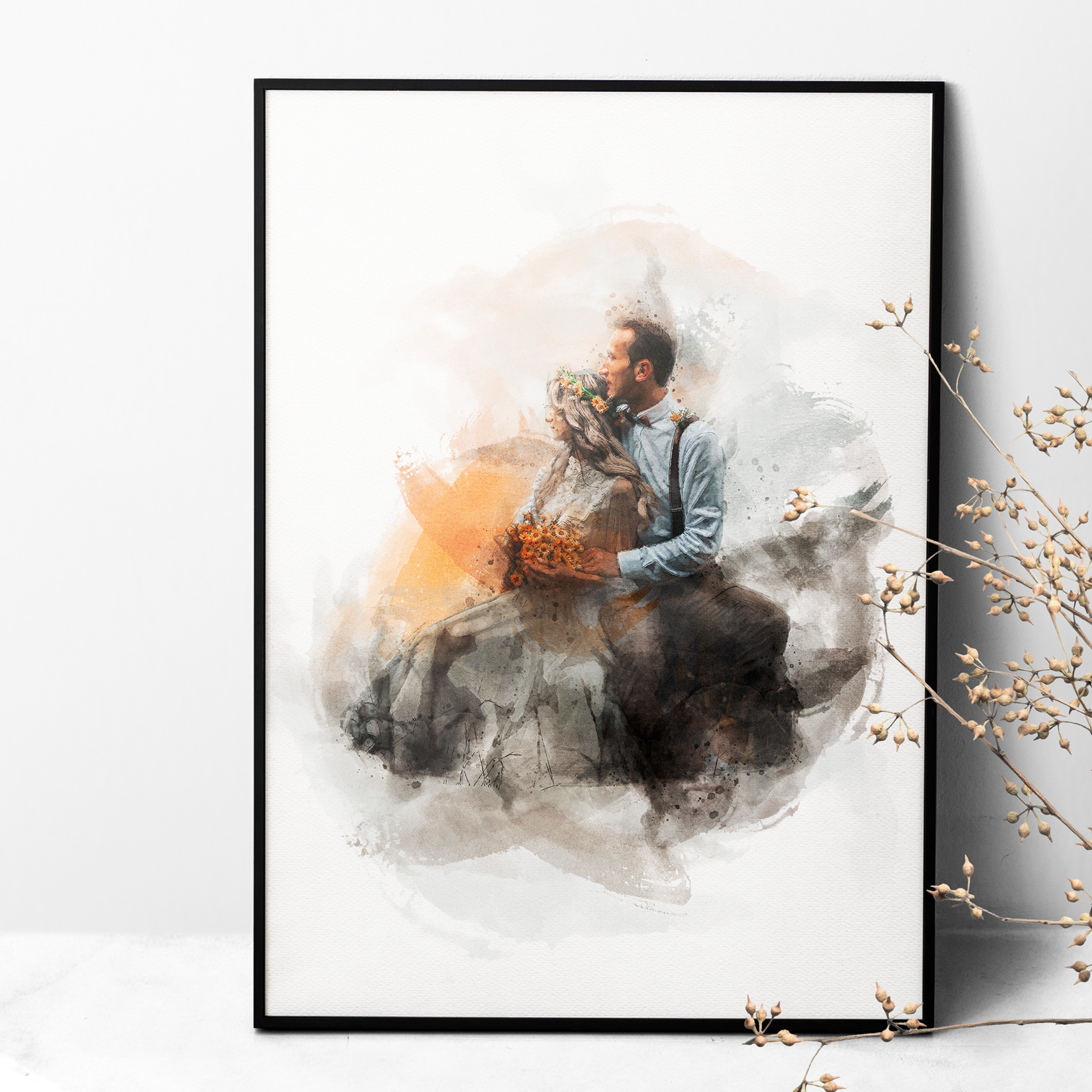 Personalized Watercolor Portrait from Photo - Ideal Wedding, Anniversary, or Engagement Gift, Stunning Painting From Photo Art for Wall Decor