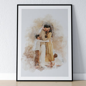 Watercolor Style Personalized Art From Photo, Father's Day Gift for Dad, Custom Portrait.